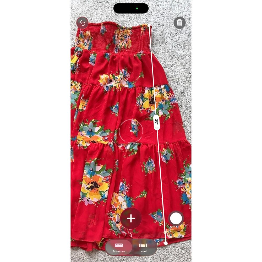 NWOT Ralph Lauren Red Floral Smocked Tiered Midi Skirt Sm E23 - Picture 6 of 7